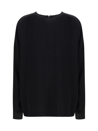 Toteme Boxy Satin Top - Black