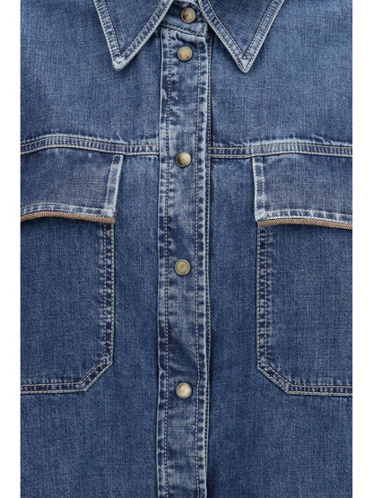 BRUNELLO CUCINELLI Denim Shirt with jewel details