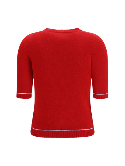 Fabiana Filippi Brushed Platinum Sweater - Red/Light Blue