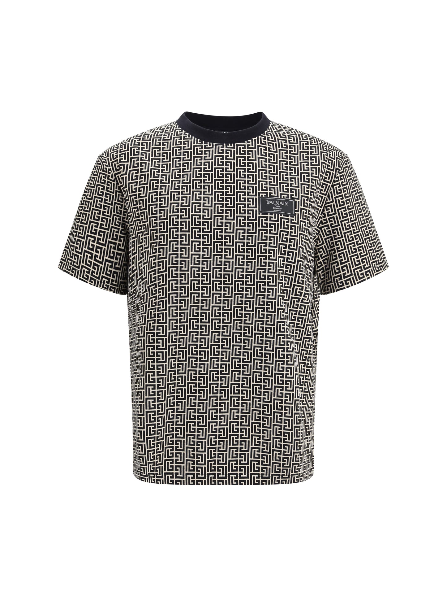 BALMAIN Jacquard T-shirt with PB labyrinth monogram