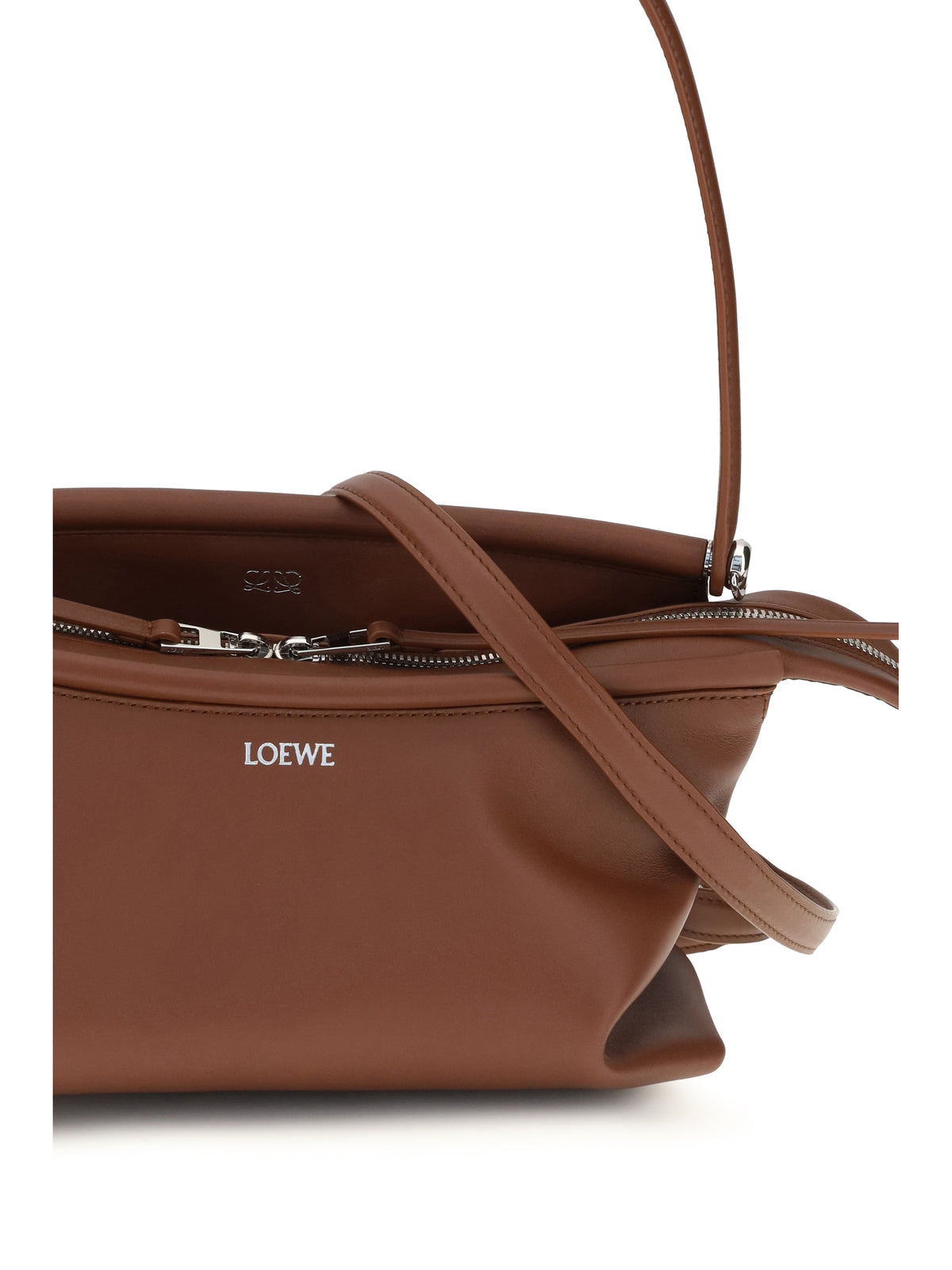 Loewe Whisker glazed calfskin Shoulder Bag - Cognac