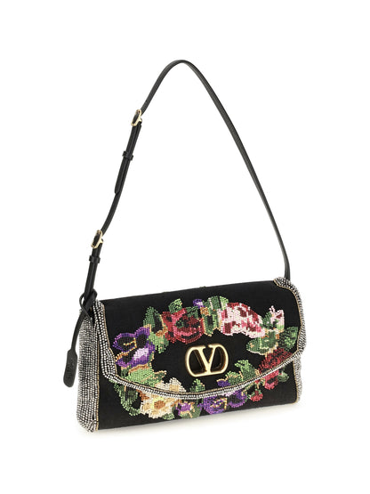 Valentino Garavani Small Devain embroidered Shoulder Bag - Multicolor/Black