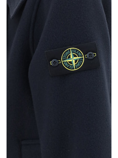 Stone Island Double-breasted wool and cashmere Jacket - Navy Blue