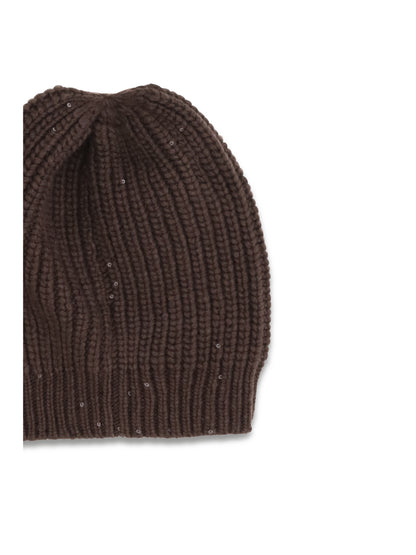 Brunello Cucinelli Cashmere Beanie with sequins - Fondente