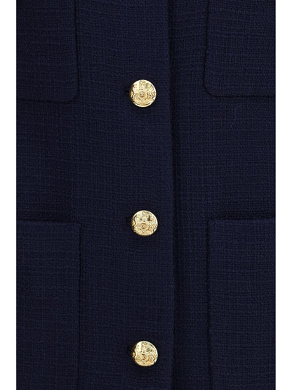 Valentino Wool tweed Caban Coat - Sad Navy