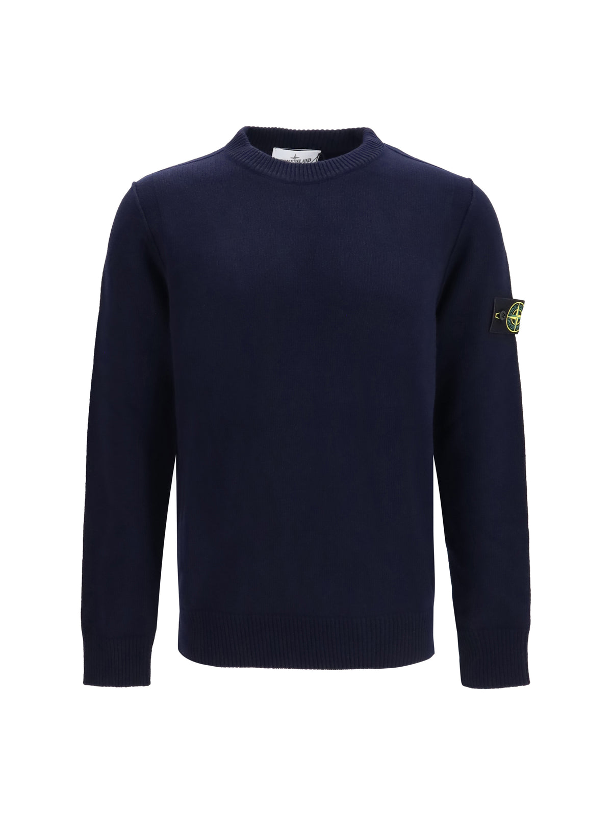 Stone Island Sweater crewneck with logo patch on the sleeve - Navy Blue