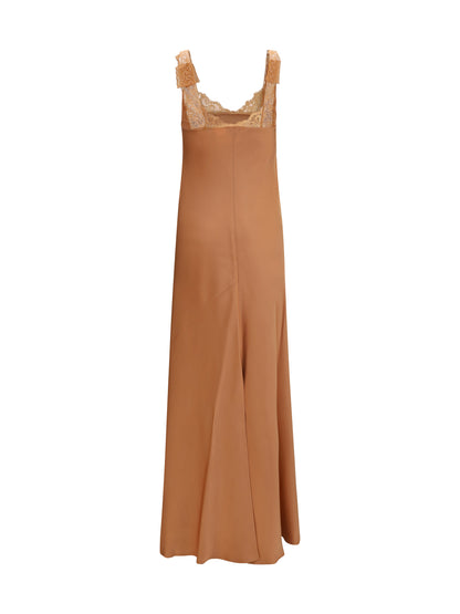 Forte_forte satin maxi Dress with lace trims - The
