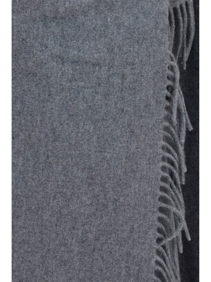 Fabiana Filippi High-neck wool Cape with concealed closure and fringes - Granito