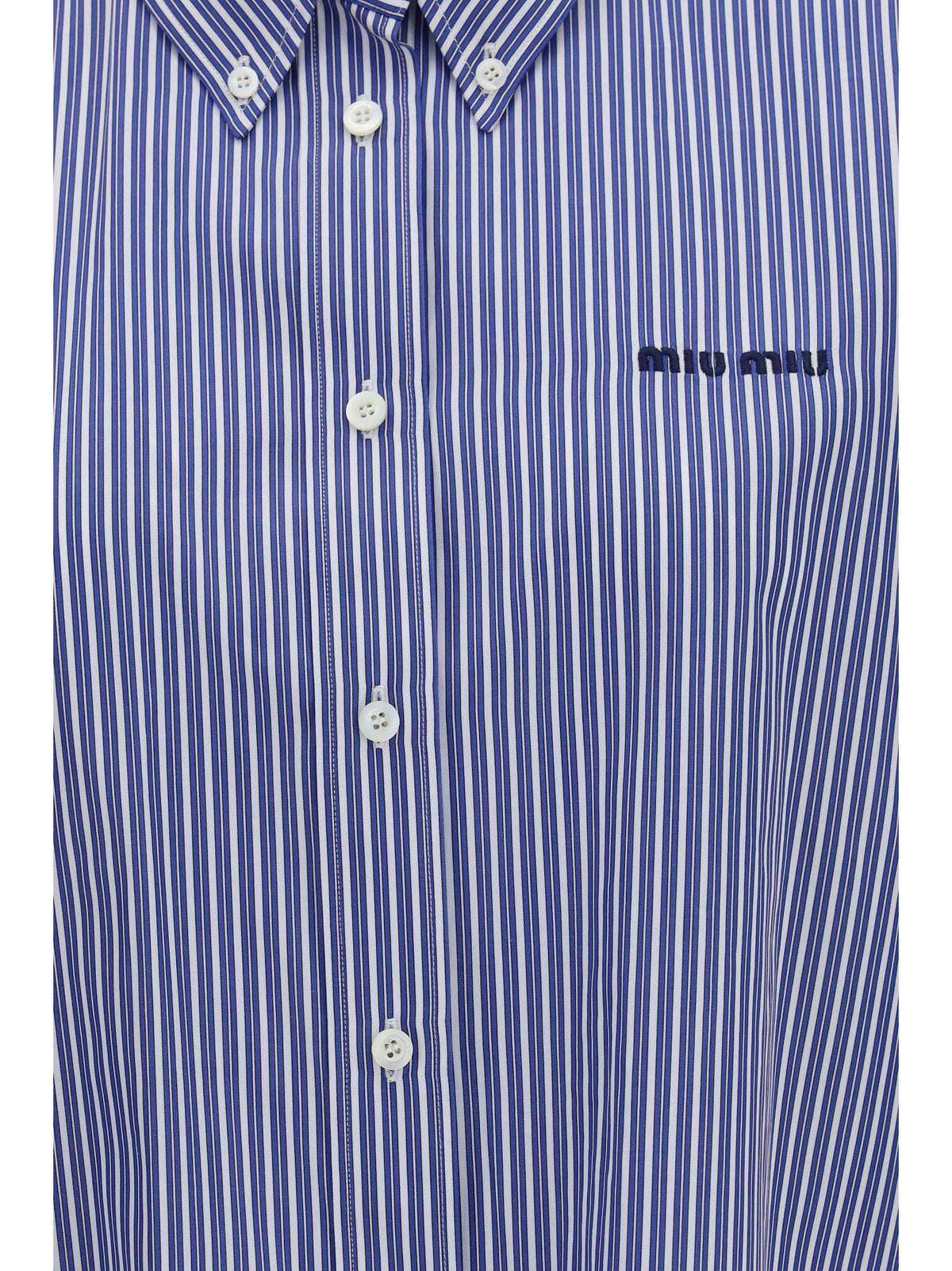 Miu Miu Striped cotton Shirt - Bianco+Cobalto