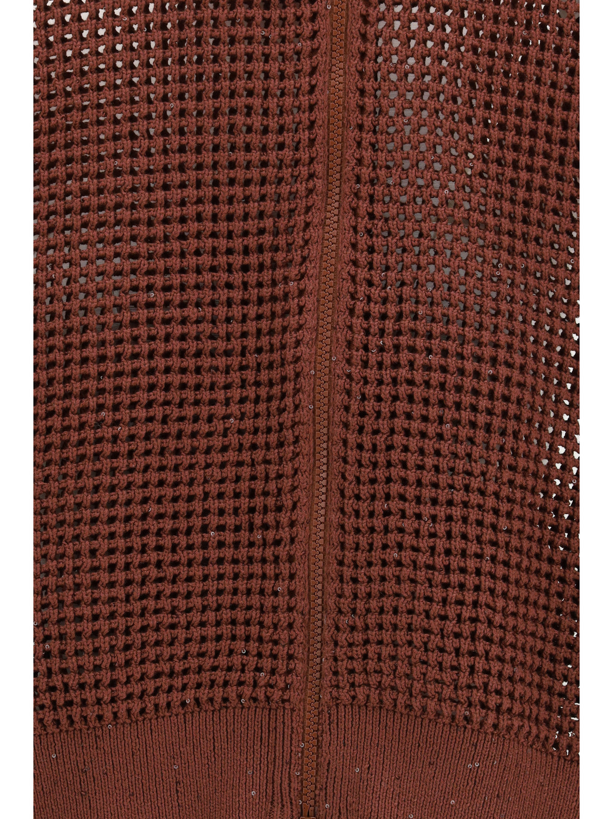 Brunello Cucinelli Cotton mesh Cardigan with Dazzling Details - Mulberry