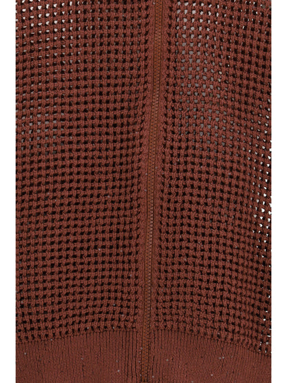 Brunello Cucinelli Cotton mesh Cardigan with Dazzling Details - Mulberry