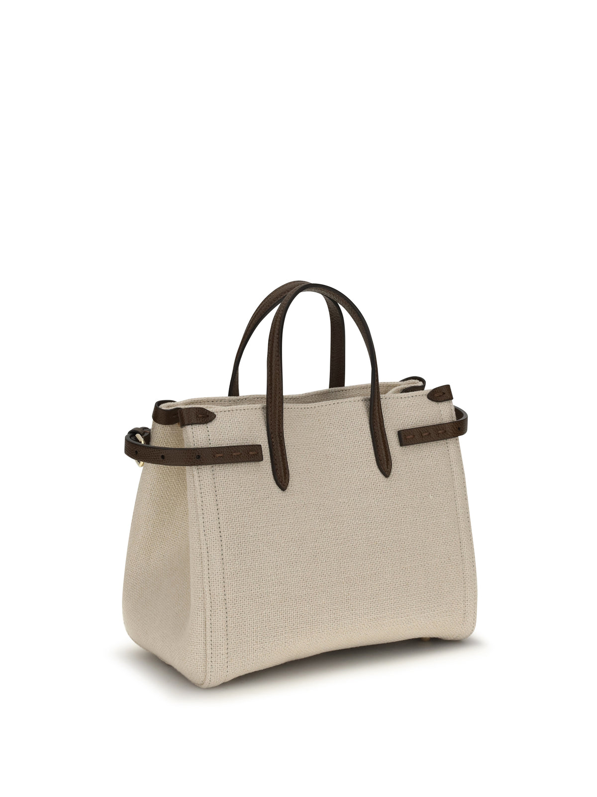 Valentino Garavani Antibes Mini Handbag in embroidered linen - Ecru/Multicolor/Tabac Brown