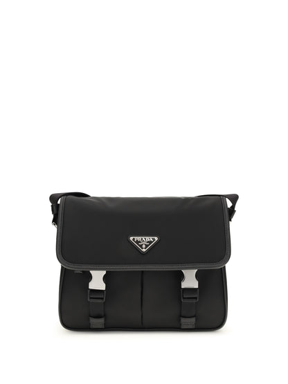 Prada Re-Nylon and Saffiano Shoulder Bag - Black