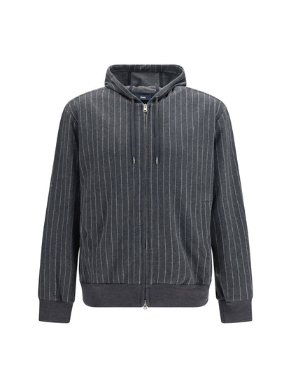 Herno Hooded Sweatshirt with zip - Ferro