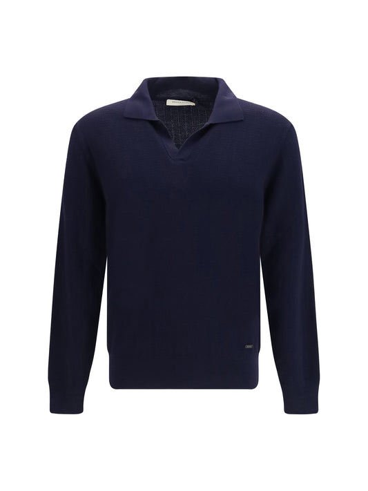 Brooksfield Polo collar Sweater - Navy