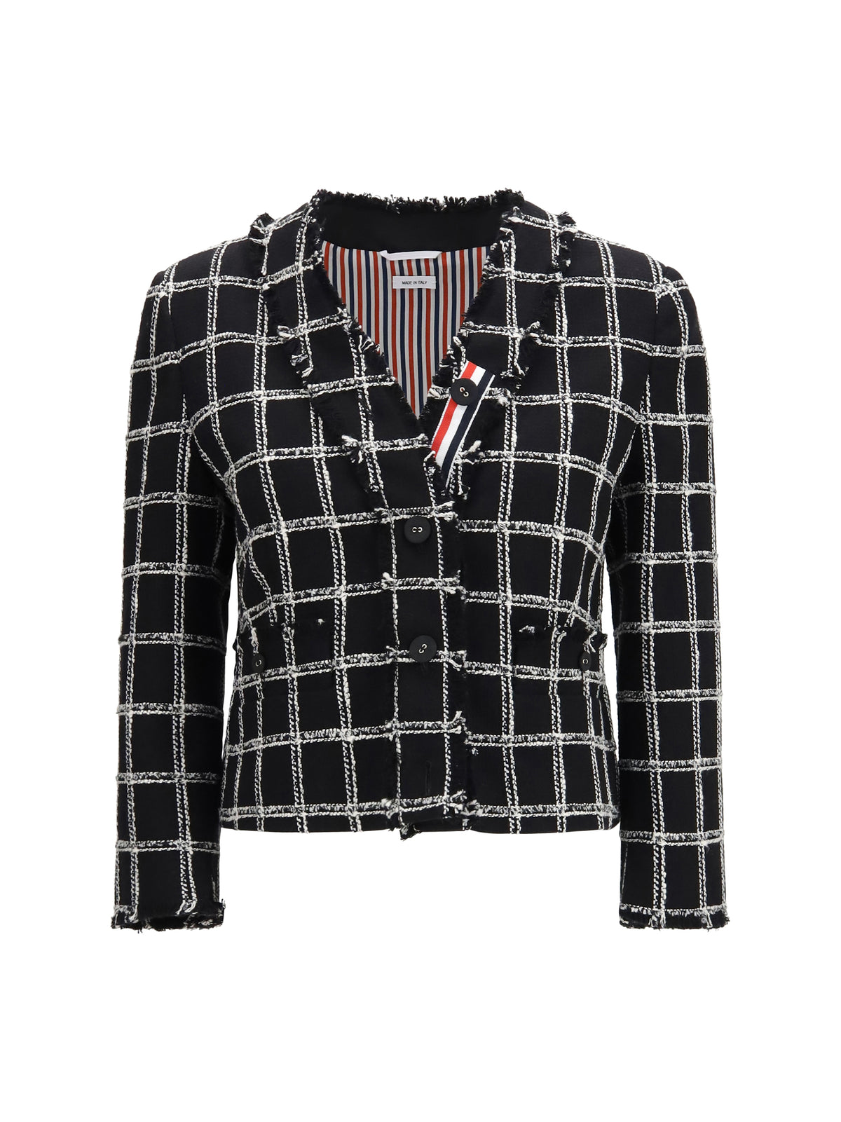 Thom Browne Checked tweed Cardigan Jacket - Black