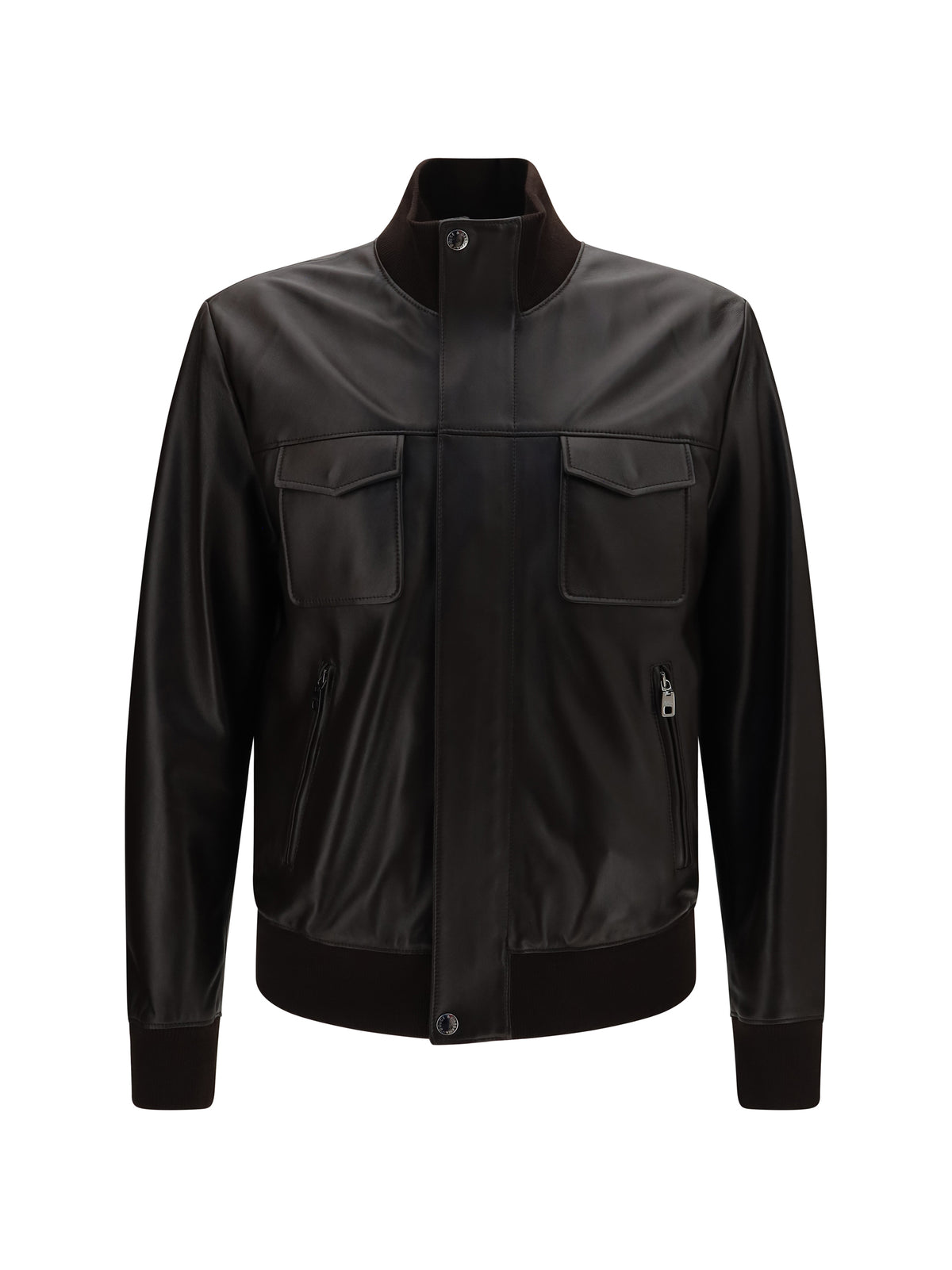 Dolce & Gabbana Lambskin Jacket with zip - Brown