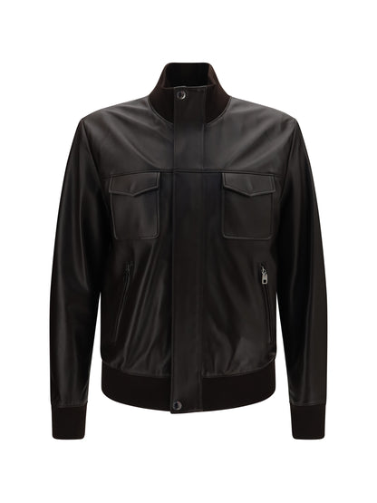 Dolce & Gabbana Lambskin Jacket with zip - Brown