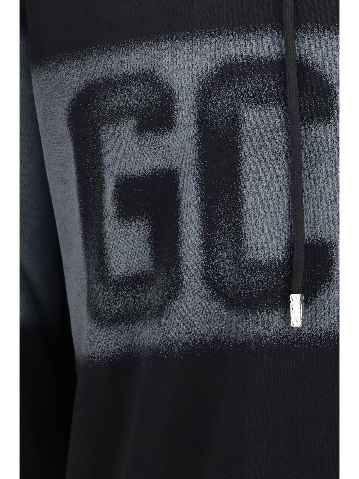 GCDS Spray Logo Hooded Sweatshirt - Black/Grey