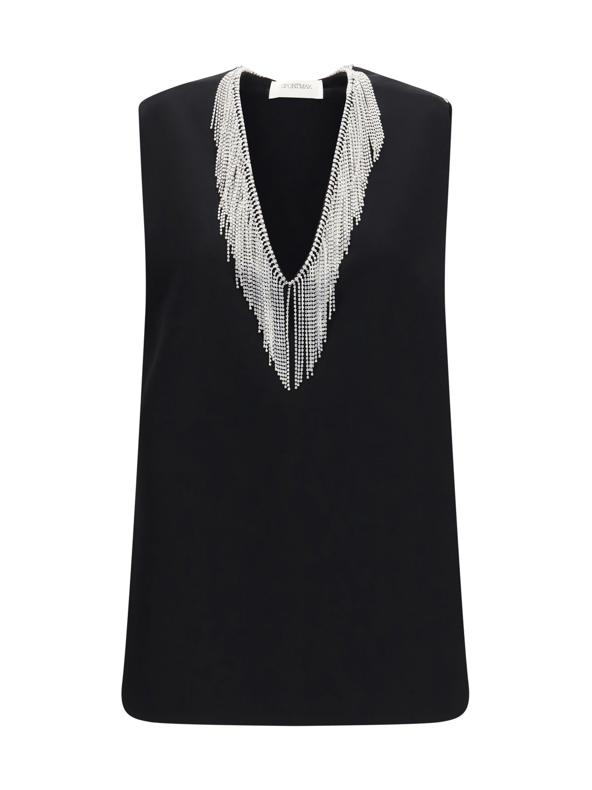 Max Mara Sportmax Faglia V-neck Top with crystals - Black