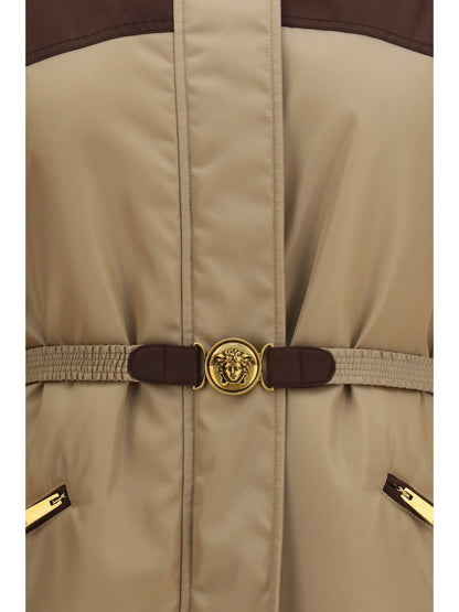 Versace Responsible Jacket in nylon twill - Intense Cocoa+Beige