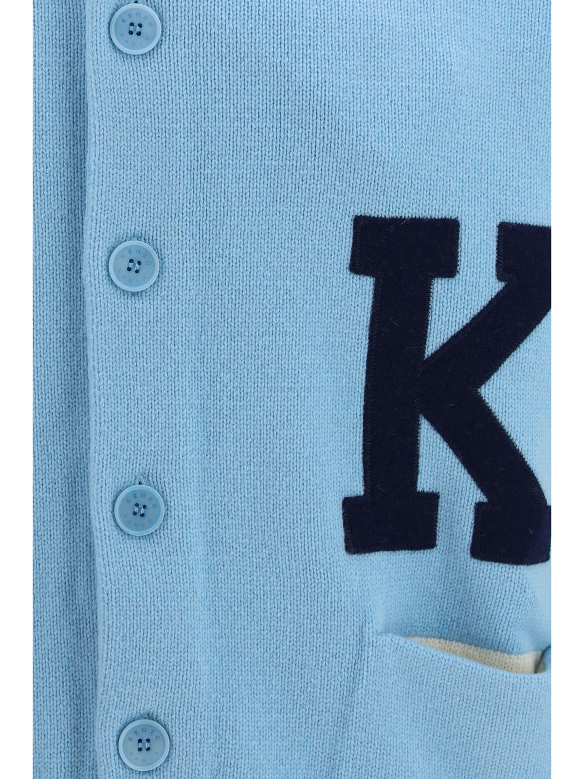 Kenzo Kenzo Varsity wool Cardigan - Light Blue
