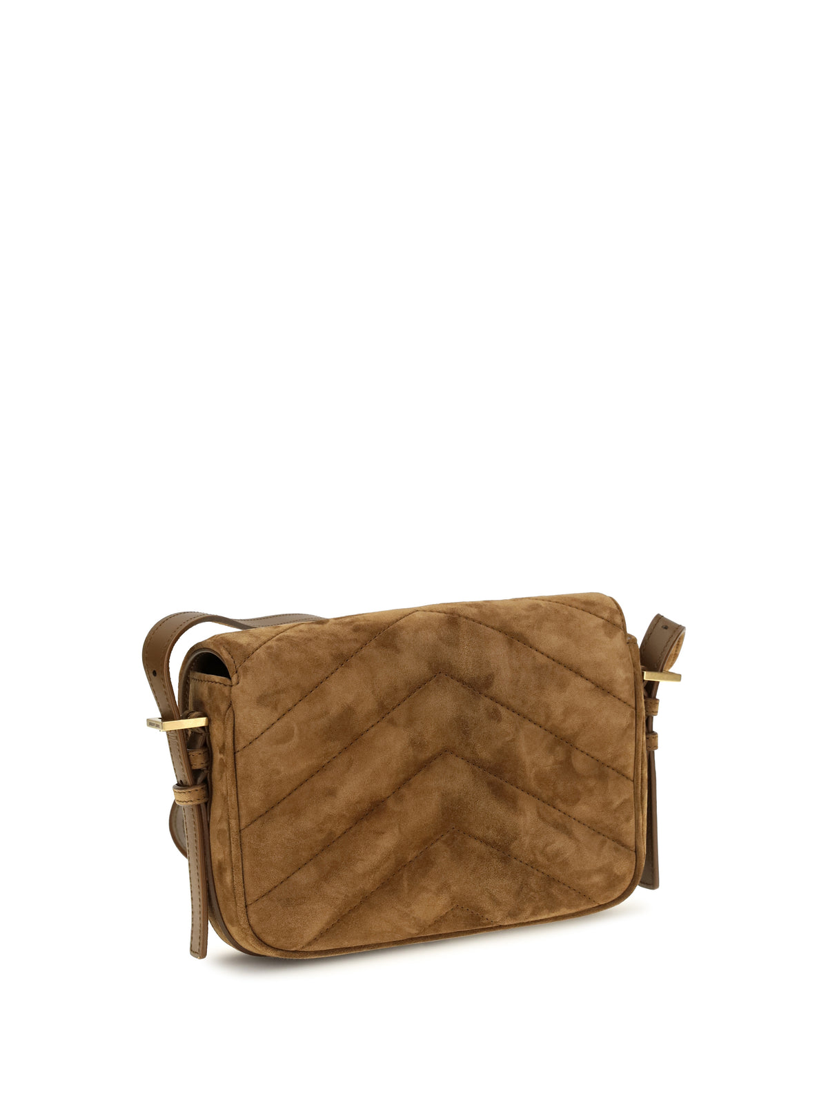 Saint Laurent Small LouLou matelassé suede Shoulder Bag - Orange Caramel Cogn