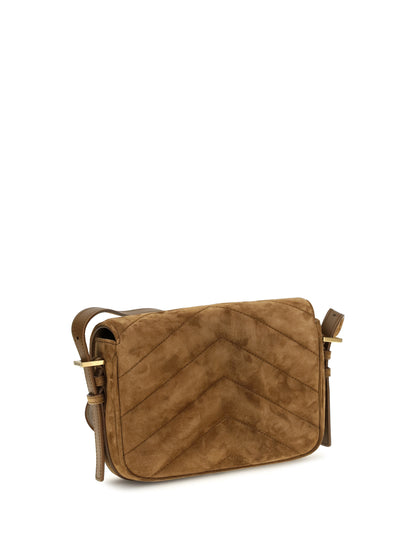 Saint Laurent Small LouLou matelassé suede Shoulder Bag - Orange Caramel Cogn