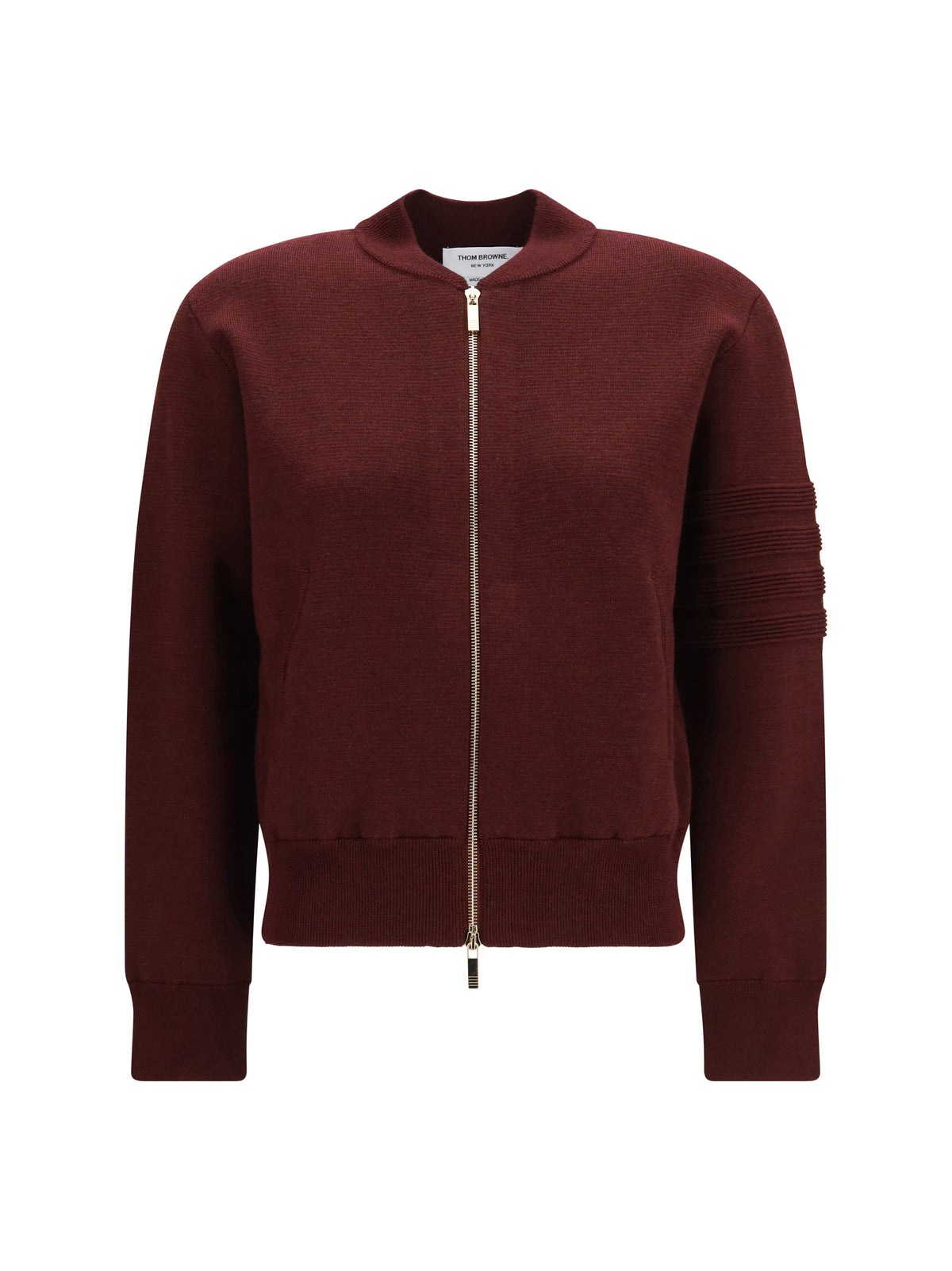 Thom Browne Ottoman Milano Stitch 4-Bar Bomber Jacket - Burgundy