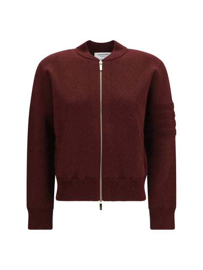 Thom Browne Ottoman Milano Stitch 4-Bar Bomber Jacket - Burgundy