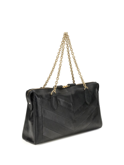Valentino Garavani Panthea Chevron medium Shoulder Bag r - Black