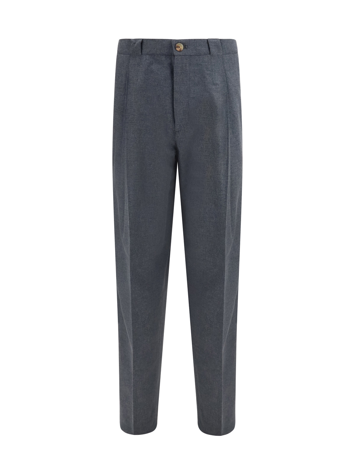 Brunello Cucinelli Virgin wool, cotton and silk mouliné canvas pleated Pants - Anthracite