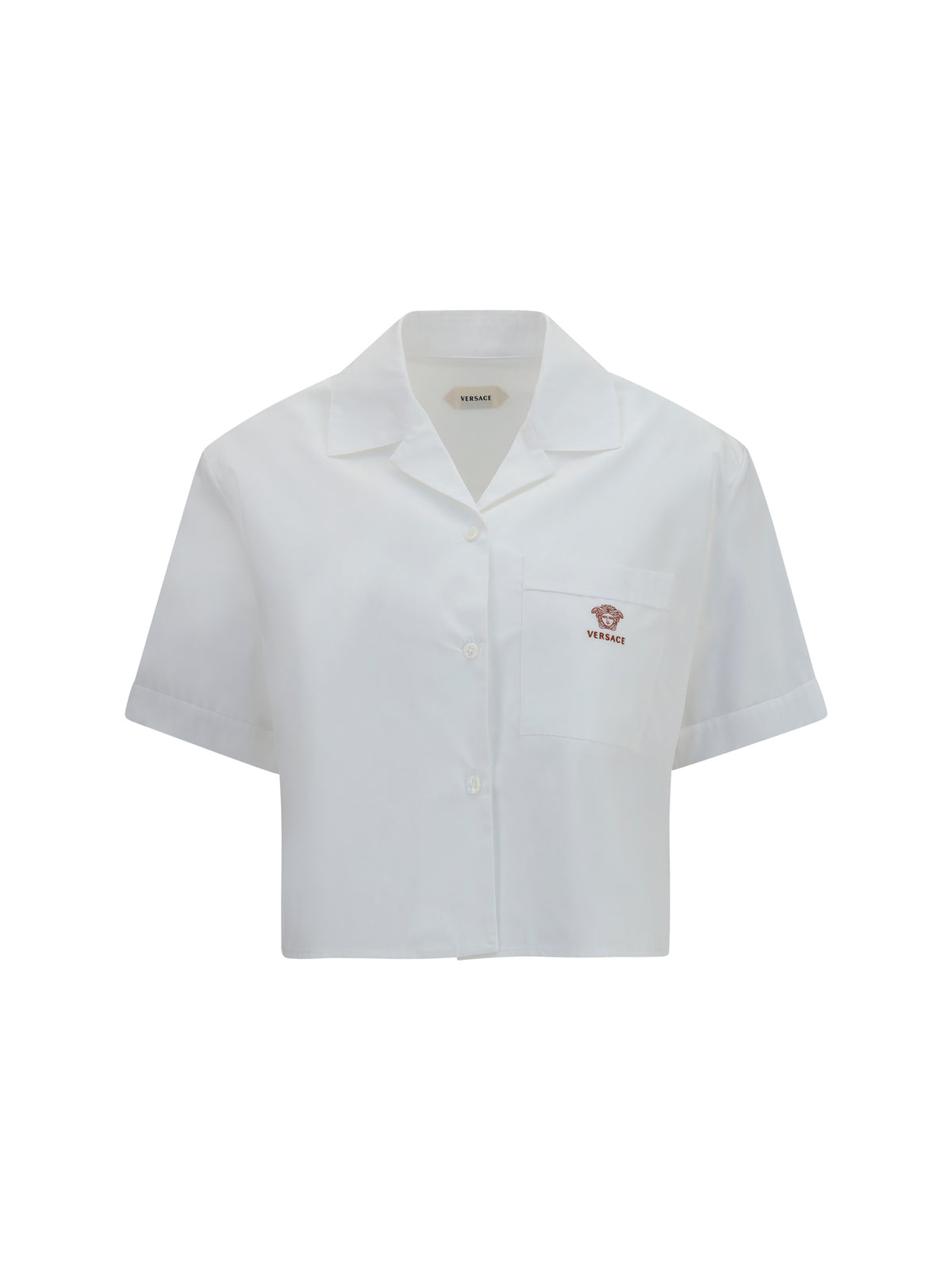 Versace Cropped cotton poplin Shirt - Optical White