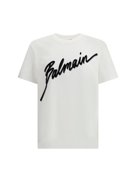 BALMAIN Balmain letter flock T-shirt
