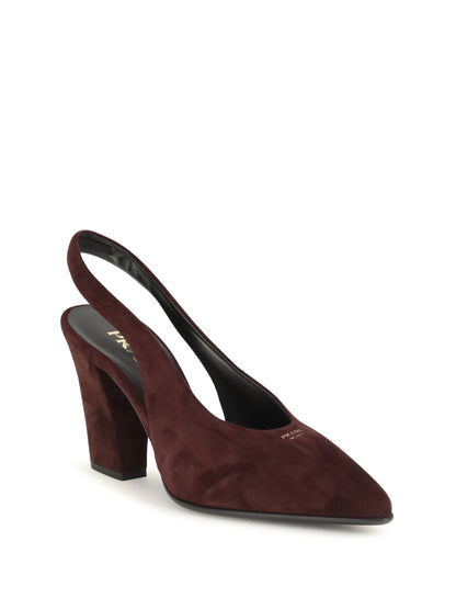 Prada Slingback Pumps - Burgundy