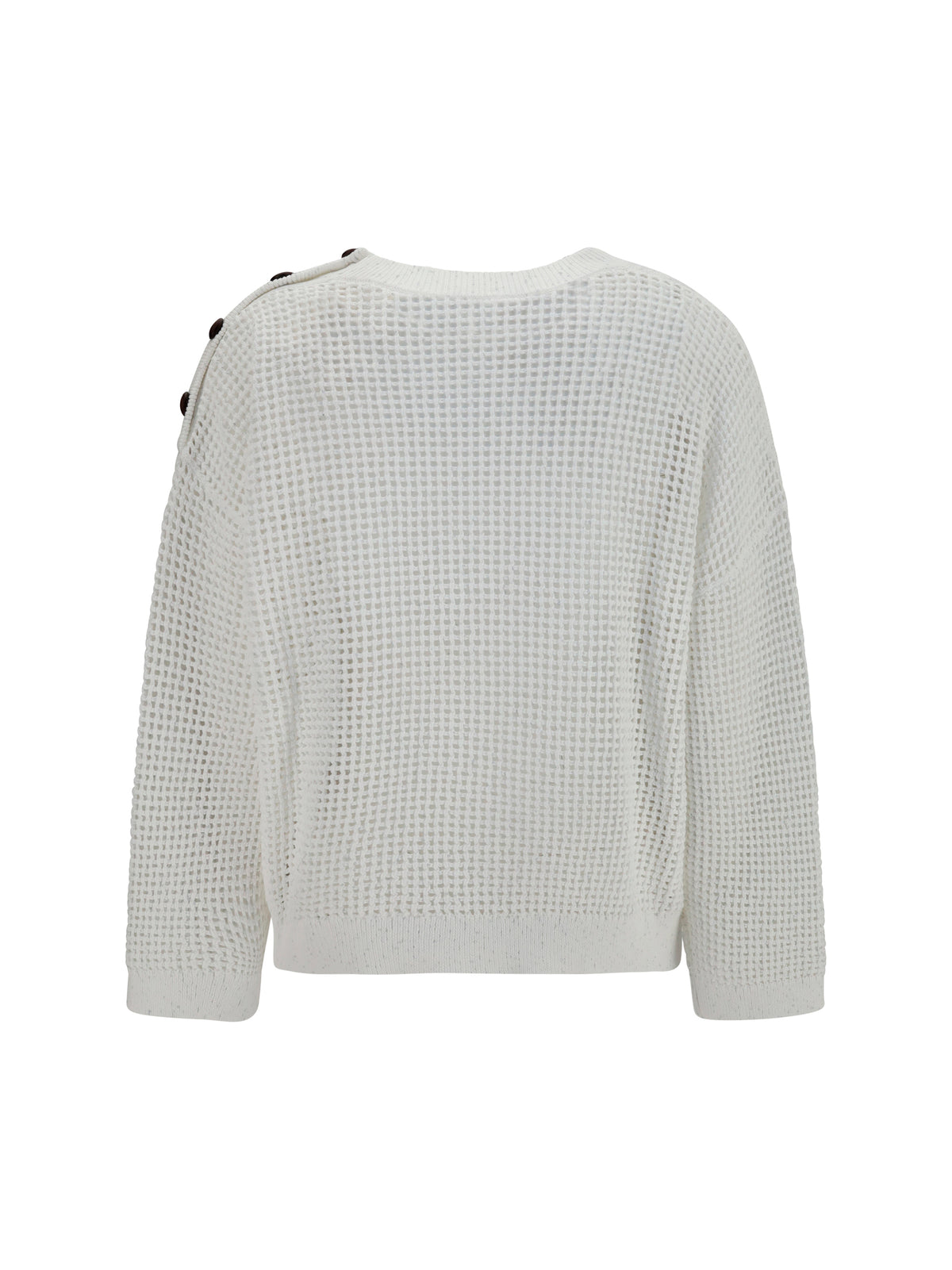 Brunello Cucinelli Openwork Sweater with shoulder buttons - White