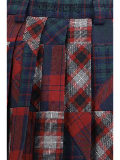 Miu Miu Pleated patchwork tartan mini Skirt - Multicolor