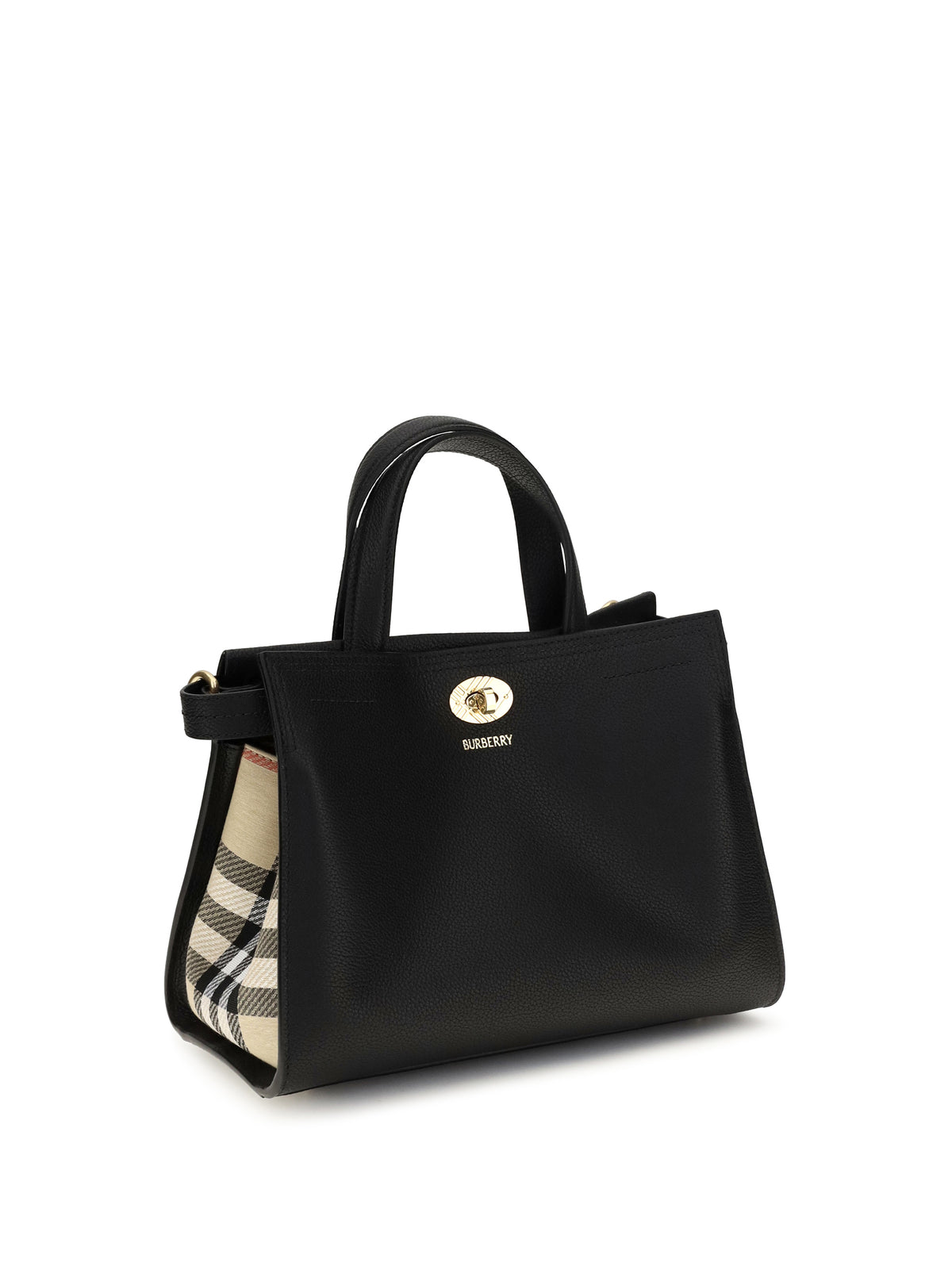 Burberry Mini Cotswolds Check Top Handle Bag - Black