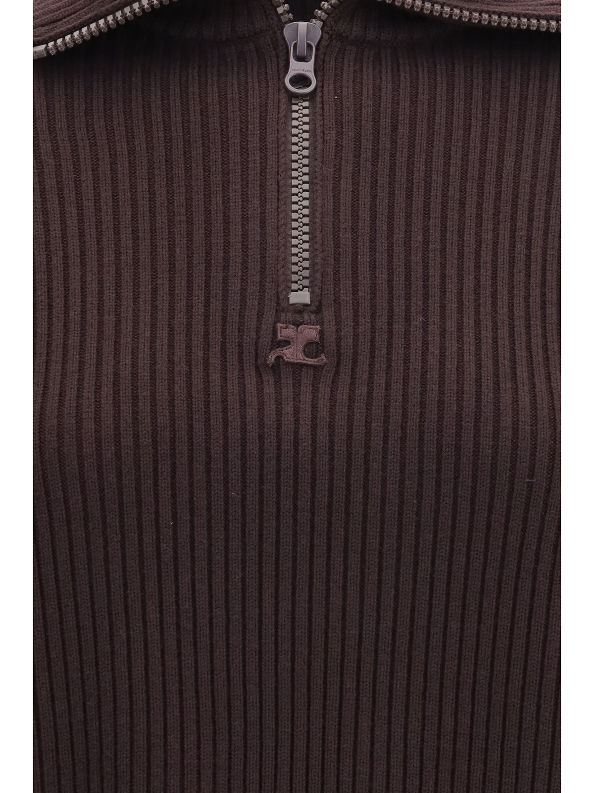 Courrèges Ribbed zip Sweater - Burnt Red