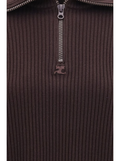 Courrèges Ribbed zip Sweater - Burnt Red