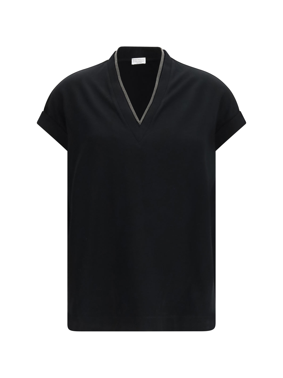 Brunello Cucinelli Cotton T-shirt with embellishments - Black