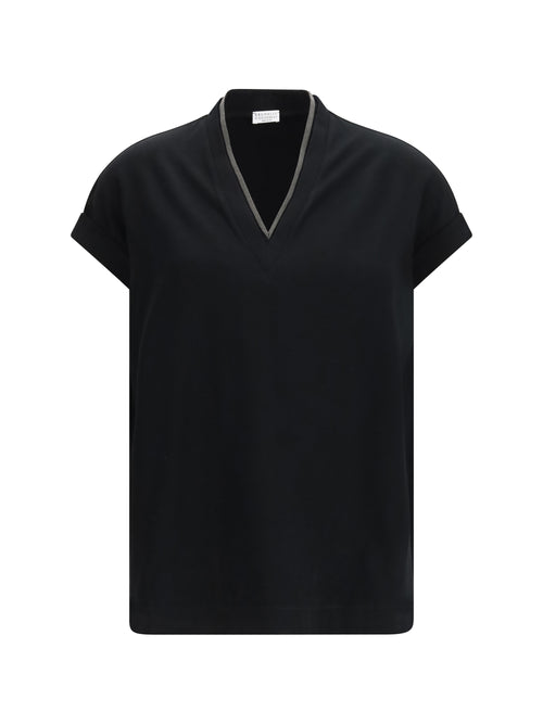 Brunello Cucinelli Cotton T-shirt with embellishments - Black