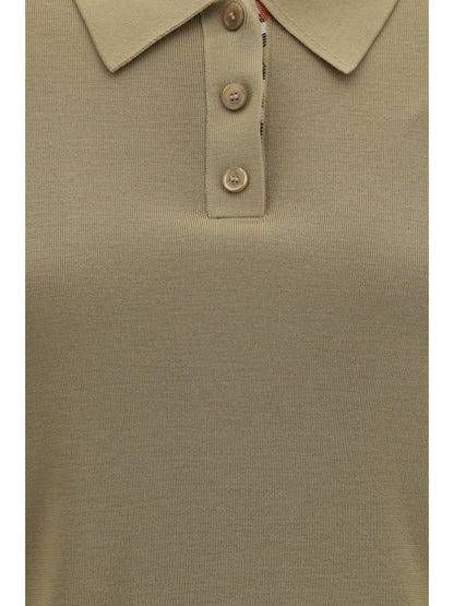 Burberry Knit Polo with Check trim - Flax