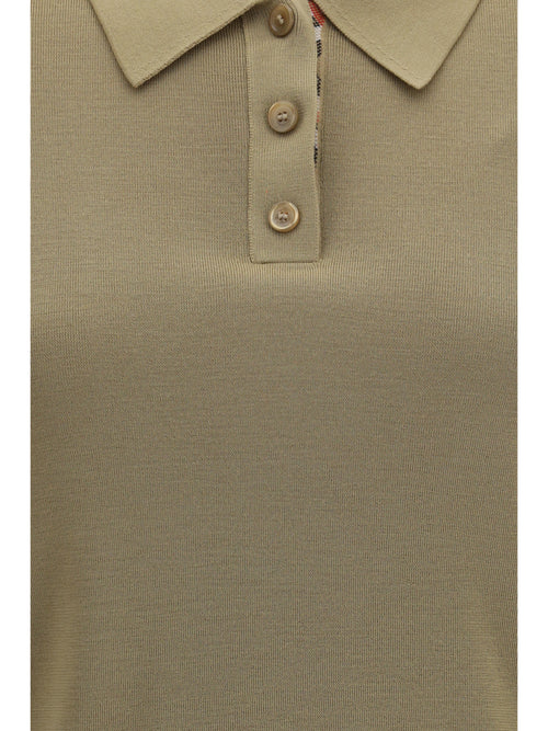 Burberry Knit Polo with Check trim - Flax