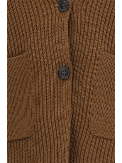 Max Mara Studio Filtro wool and cashmere Cardigan - Castagna