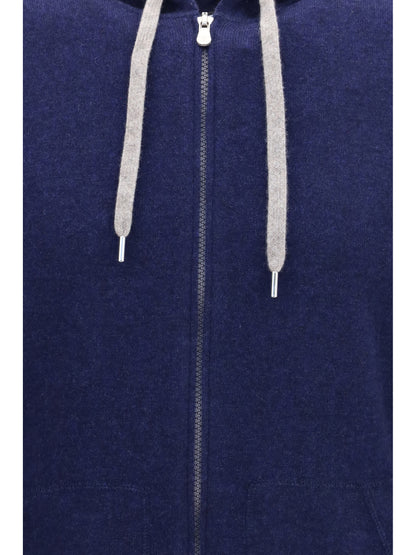 Brunello Cucinelli Cashmere zip up Hoodie - Dark Blue