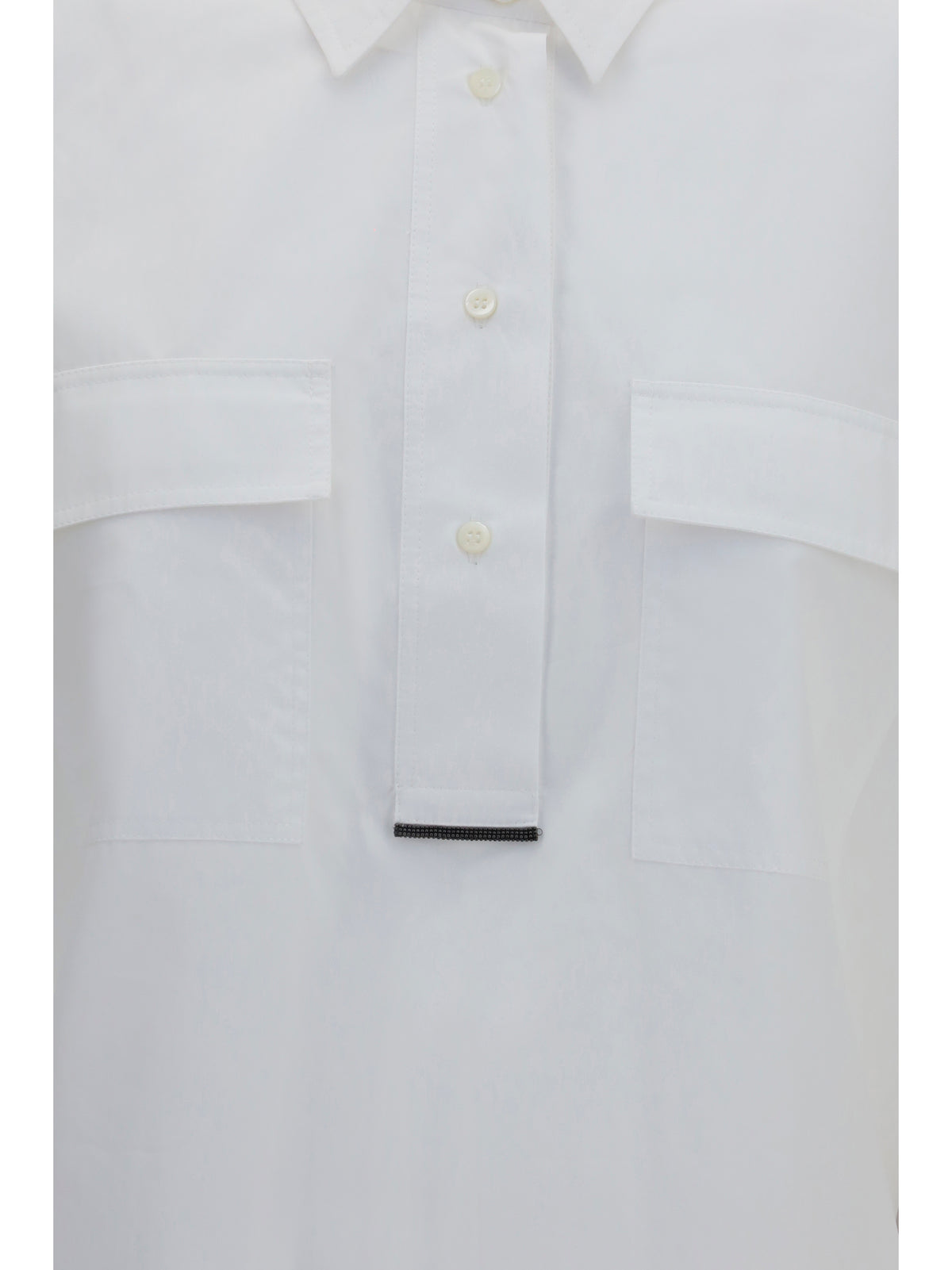 Brunello Cucinelli Cotton Shirt with monili details - White