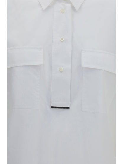 Brunello Cucinelli Cotton Shirt with monili details - White