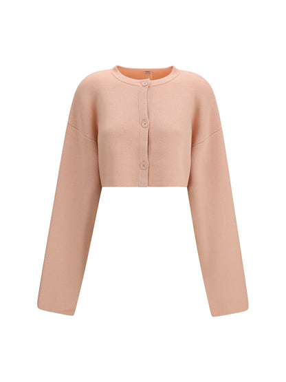 Toteme Cropped crewneck Cardigan with button fastening - Flamingo