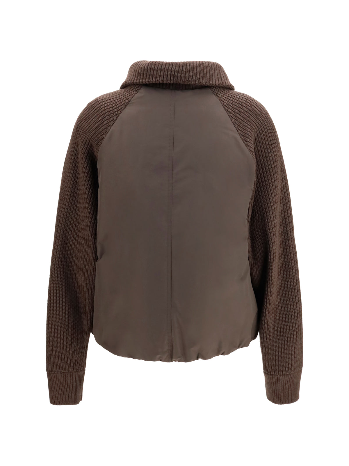 Brunello Cucinelli Down Jacket with wool sleeves - Brown